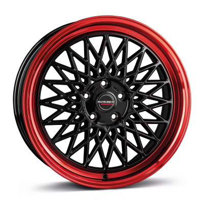 Borbet B black rim red 7x17 4x100 ET30 CB64,1 60° 600 kg 497187