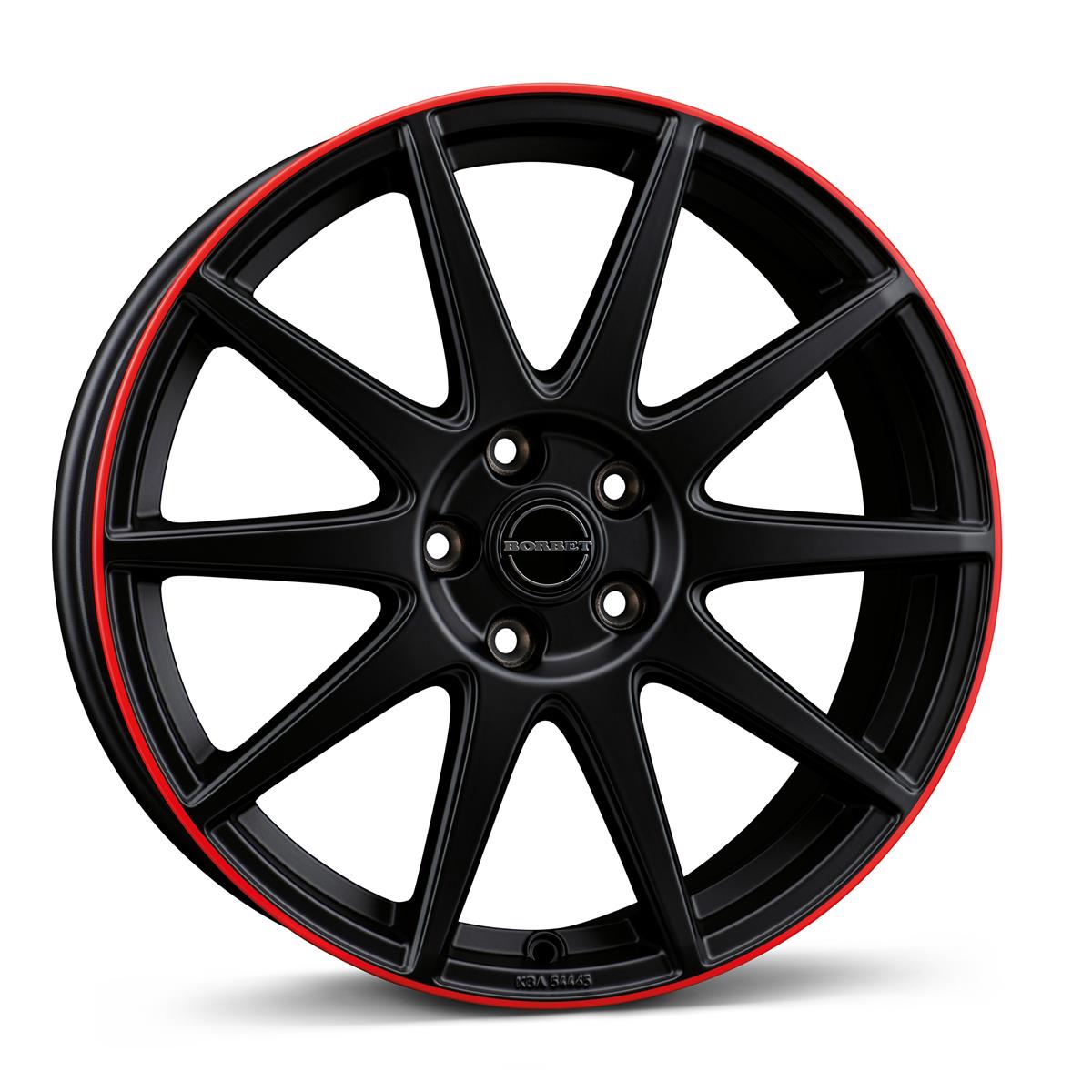 Borbet GTX black matt rim red 8x19 5x114.3 ET50 CB72,6 60° 750 kg 497955
