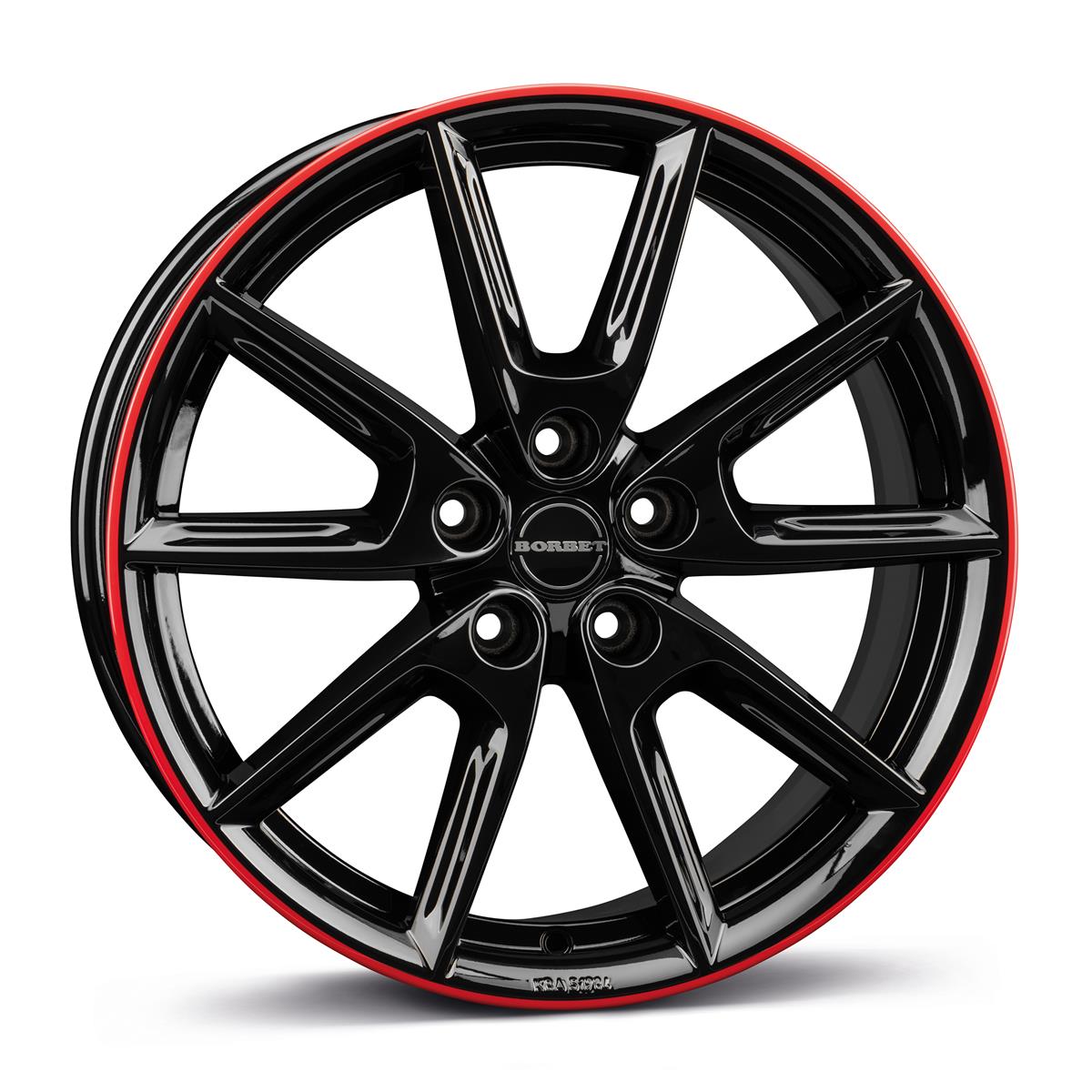 Borbet LX19 black glossy rim red 8x19 5x112 ET40 CB66,6 60° 760 kg 497889