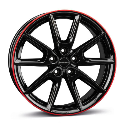 Borbet LX19 black glossy rim red 8x19 5x108 ET45 CB72,6 60° 760 kg 497902