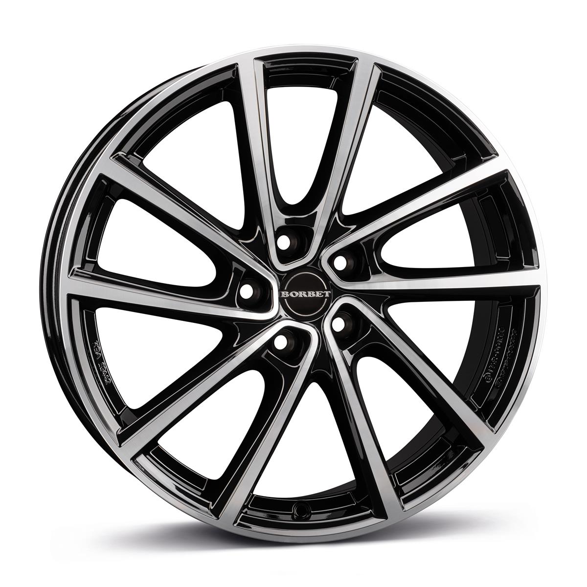 Borbet V black polished glossy 7x19 5x112 ET43 CB57,1 R13 750 kg 497396